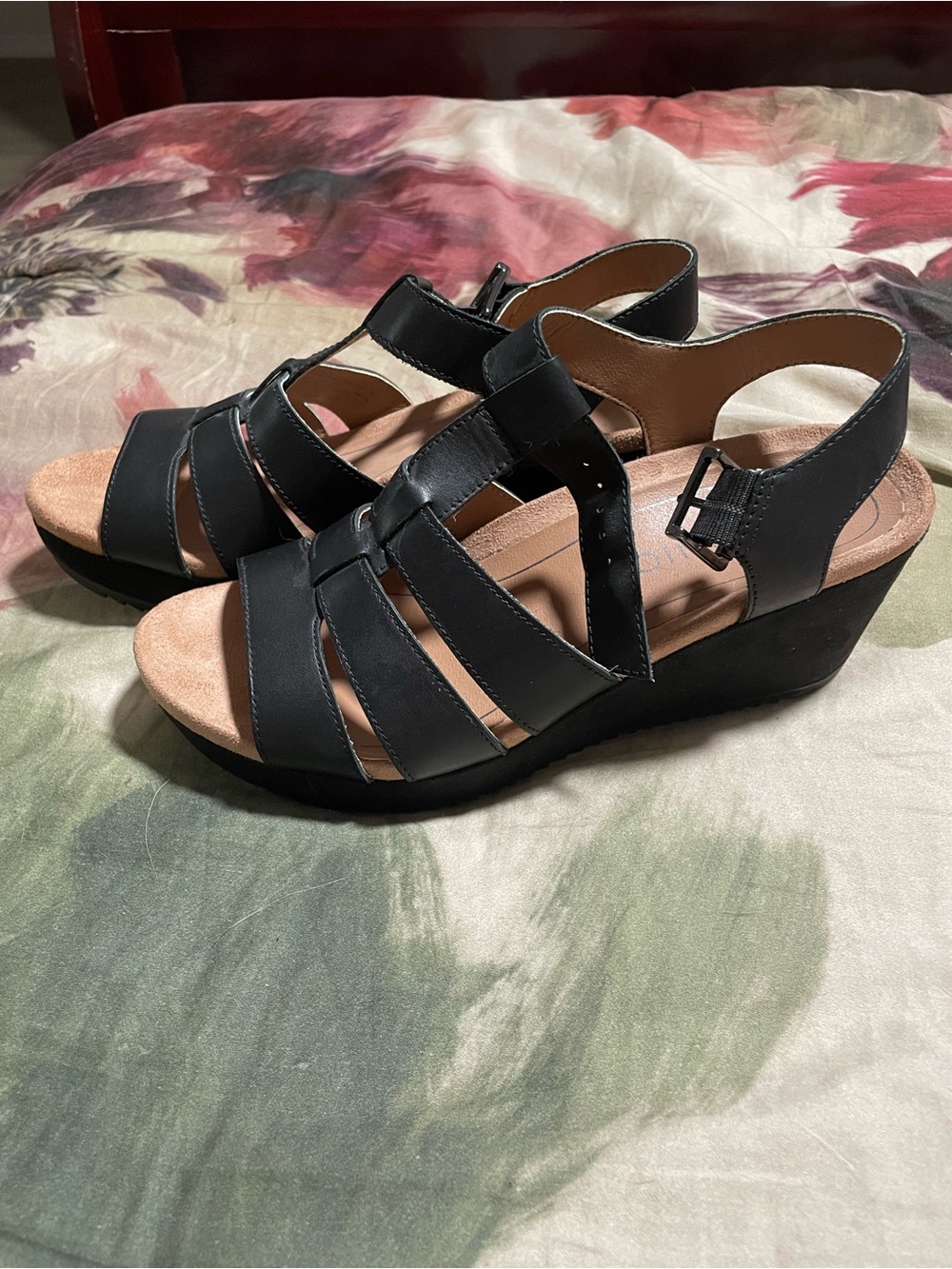 Women's Black Strappy Sandals - Picture 2 of 4